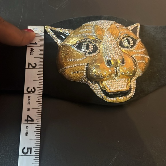 Massive Panther head 1970s Henryks Bijoux suede belt main image 7